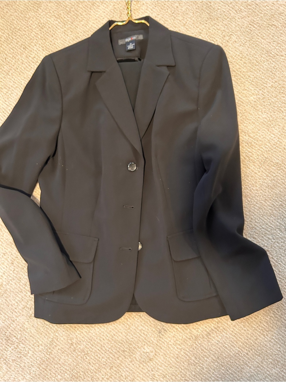 Style & Co Black 2 Piece Pant Suit Blazer & Pants Career Office Size 14